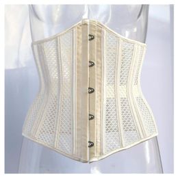 Women's Shapers Summer Women Sexy Underbust Corset Gothic Steampunk Bustiers Waist Trainer Body Shaper Steel Boned Breathable Mesh Slimming