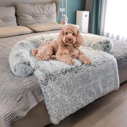 Mats Large Pet Cat Dog Bed Long Plush Warm Bed for A Cat Sofa Mat Luxury Cute Cat Bed Puppy Cushion Pet Washable Blanket Sofa Cover