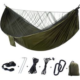 Hammocks Portable Person Outdoor Camping Hammock with Net High Strength Auto speed Hanging Bed Hunting Swing