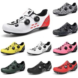 Cycling lock shoes man Black Red White Green Yellow Pink mens trainers outdoor sports sneakers Colour 9
