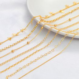 1meter Chains for Diy Jewellery Making Supplies Kits 18k Gold Plated for Adults Materials Accessories Findings & Components O Star Bead Chain