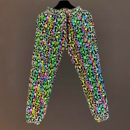 Men's Pants Colourful Reflective Sewant Mushrooms Cargo Pants Hip Hop Reflect Light Night Jogging Clothing