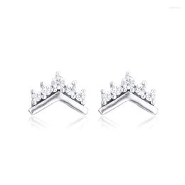 Stud Earrings 2023 Fashion Tiara Wishbone Women 925 Sterling Silver Jewelry Clear CZ Princess Crown Design Girls