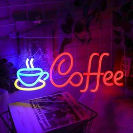 LED Neon Sign Neon Light Coffee Cup Luminous LED Sign Wedding Shop Birthday Reunion Room Mural Personality Decoration R230613