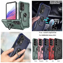 Defender Cases For Samsung S23 Ultra S22 A34 A14 5G A04 A23 A53 A73 A33 A22 A14 Car Holder Metal Finger Ring Bracket Hard PC TPU Armor Hybrid Shockproof Kickstand Cover