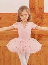 Dancewear Kids Ballet Tutu Dress Ballerina Party Sequins Flower Dance Costume Girls Bodysuit Ballet Skirt 230612