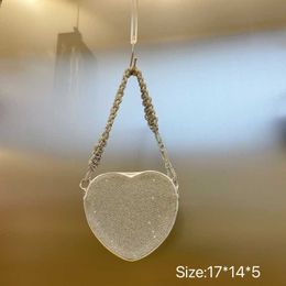 Women's 2023 New Korean Net Red Small Fresh Hot Diamond Water Diamond Chain Love Small Square Bag Single Shoulder Crossbody Bag 230613