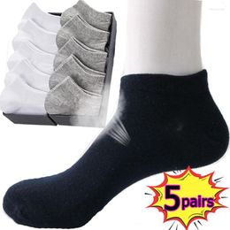 Men's Socks 1/5pairs Low Cut Men's Solid Colour Black White Grey Breathable Cotton Sports Male Summer Short Ankle Women Men