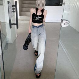 Women's Jeans Korean Fashion Trends Bleached Teenage Girls Boyfriend Streetwear Womens Straight Leg Denim Pants Vintage Casual Trousers