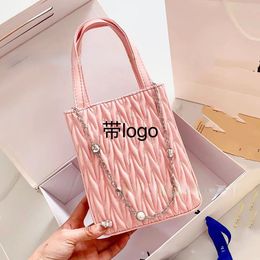 Simple Alice Pearl Chain Handbag Women's Design Sense Niche Pleated Shoulder Messenger Bags