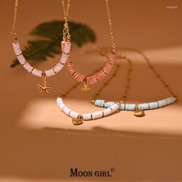 Choker Natural Shell Heart Star Fashion Gold Colour Stainless Steel Chain Tarnish Free Necklace For Women Summer Jewellery