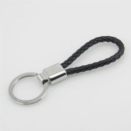 Fashion stainless steel circle cool luxury genuine leather holder keychain circle keyring for men gift never change color or fade9194M