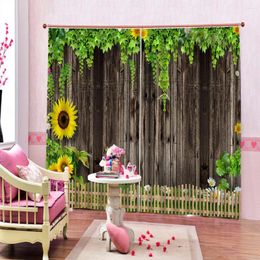 Curtain 3D Wooden Brick Wall Design Blackout Curtains Living Room Girls Bedroom Window Modern Thick Printing Drapes