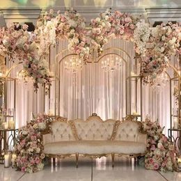 Party Decoration Luxury Shiny Gold Decorate Wedding Backdrops Stand Rectangular Arch Stage