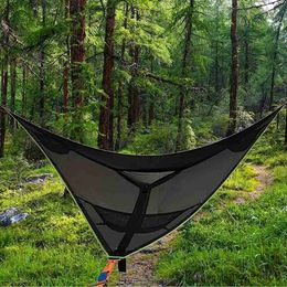 Hammocks Camping Hammock Portable Tourist Tent Multi-Person Triangular Hammock Summer Camping Garden Swing Bed Outdoor Terrace Tent R230613