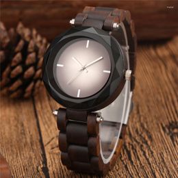 Wristwatches Retro Angular Mirror Design Watch Handmade Natural Wood Watches Women's Quartz Bamboo Wristwatch Full Wooden Strap Gift