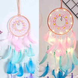 Garden Decorations LED Lights Wall Decor Colourful Feather Handmade Wall Hanging Decor for Home Decor R230613