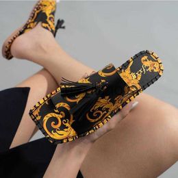 Slippers 2023 New Women slippers Fashion Tassels Summer Shoes Brand Beach Slides Retro Mules Shoes For Women Flat Slipper J230613