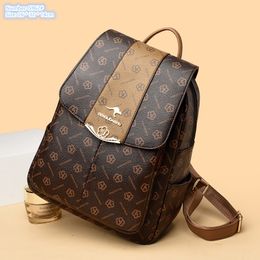 wholesale ladies shoulder bags 3 colors flip color matching leather handbag simple casual printed backpacks street popular metal decorative fashion messenger bag