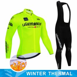 Cycling Jersey Sets Tour Of Italy Warm Winter Thermal Fleece Cycling Jersey Sets Men Outdoor Riding MTB Ropa Ciclismo Bib Pants Set Cycling Clothing 230612