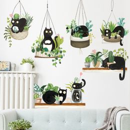 Creative Sofa TV Background Wall Decor Stickers Cat Hanging Basket Wall Stickers for Living room Bedroom Nursery Decor Murals