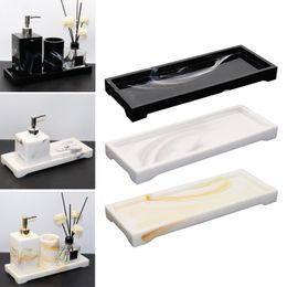 Sets Premium Resin Marbling Bathroom Storage Vanity Tray Cosmetics Parfume Organiser for Toilet Tank Wash Basin Bathroom