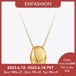 Pendant Necklaces ENFASHION Hollow Pebbles Stainless Steel Long Necklace For Women Fashion Jewellery Gold Colour Necklaces Colar Halloween P213266 230613