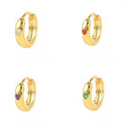 Hoop Earrings 2023 Fashion Valentine's Day Gift For Girlfriend Pave Colorful Heart CZ Classic Multi Piercing Small Mini Huggie Earring
