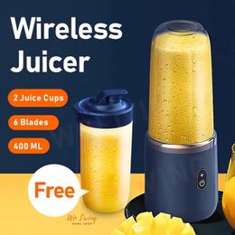 400ml Electric Juice Machine Portable Blender Juice Blender Mini Wireless USB Rechargeable 6 Blades Juice Cup