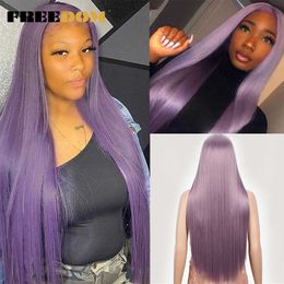 Woman Synthetic Lace Wigs Long Straight Blue Purple Green Ginger Cosplay Wig Highlight Blonde Lace Wigs For Black Women 230524