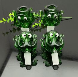 Glass Smoking Pipes Manufacture Hand-blown bongs Green Octopus Glass Bubble Head