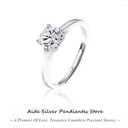 Cluster Rings AIDE 1 GH Colour Four Moissanite For Women Top Quality 18K White Gold 925 Sterling Silver Wedding Jewellery