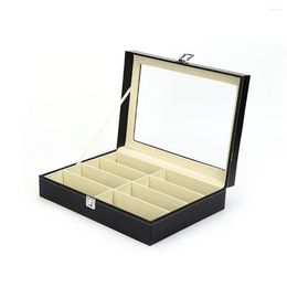 Jewellery Pouches 8 Slots Sunglasses Case PU Leather Eyewear Box Large Space Organiser Collection Holder Decoration Home Shop