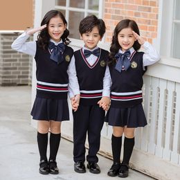 Clothing Sets British Children Kindergarten Uniform Sweater Shirt Pants Japan Korean School Uniform Kids Academy Clothes Chorus Costumes 230612