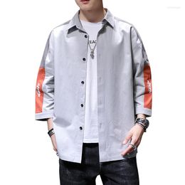 Men's Casual Shirts Korean Fashion Mens Shirt Summer 3/4 Sleeve Male High Quality Cotton Non Ironing Men Clothing