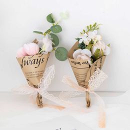 Dried Flowers Artificial Mini Combo Bouquet Wedding Christmas Decortion Home Pompon Handwork Corsage Creative Fake Plants