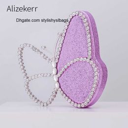 Totes Rhinestone Butterfly Evening Clutch Bag Women Designer Chic Boutique Sequin Crystal Wedding Clutch Purses Chain Crossbody Bags