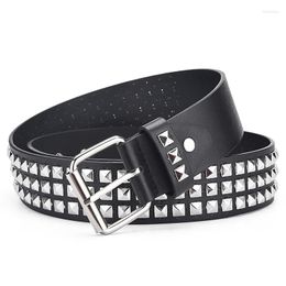 Belts Hip Hop Gothic Punk Style Metal Square Rivet Studded Belt Women Fashion Hollow Eyelet Pin Buckle Jeans Pants Waistband Accessory