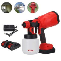 Spraypistolen 800ml Electric Spray Gun Handheld High Power Electric Paint Sprayer Cordless Home DIY Easy Spraying With 2pcs Lithium Battery