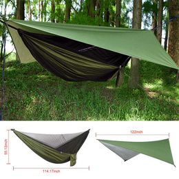 Hammocks Camping Hammock with Rain Fly Tarp Net Tent Tree Straps Portable Single Double Hammock for Travel