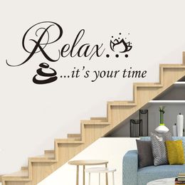 Relax It's Your Time Spa Beauty Salon Wall Art Stickers Wall Decals Home Diy Decoration Removable Room Decor Wall Stickers