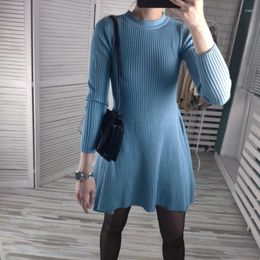 Casual Dresses Spring Autumn Short Sweater Dress Elegant Knit Women Slim Mini Sexy A-line For 2023