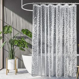 Curtains 3D Translucent Cobblestone Pattern Shower Curtain Waterproof Mildew PEVA Bath Curtains Modern Bathroom Decor Curtain With Hooks