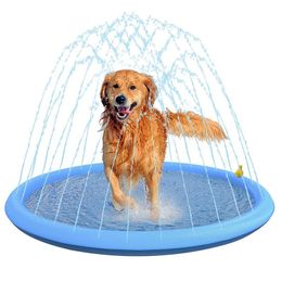 Chews 170*170cm Pet Sprinkler Pad Play Cooling Mat Swimming Pool Inflatable Water Spray Pad Mat Tub Summer Cool Dog Bathtub for Dogs