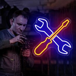 LED Neon Sign Auto Repair Shop Neon Sign Lights Tools Room Decor Hanging Hardware Shop Open Welcome Sign Neon Led Business Neon Lights R230613