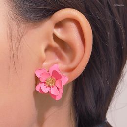 Stud Earrings Korean Sweet Colourful Frosted Flowers Earring Jewellery Gift Ethnic Acrylic Women Piercings For Ears Pendiente Mujer