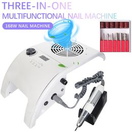 Nail Art Kits 168W Professional Manicure Machine Powerful Vacuum Cleaner 80W UV LED Lamp Quickly Dry All Polish Drill Bits Set 230613