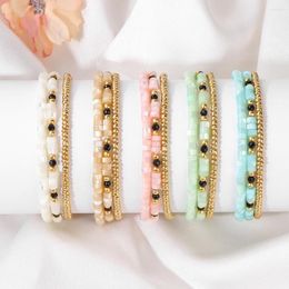 Strand Bohemia Natural Shell Bracelet Set For Women 3Pcs Fashion Jewellery Mother Of Pearl Stretch Bangles Men