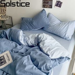 Bedding sets Home Textile Solid Light Blue Bed Flat Sheet case Duvet Cover Bedding Set Girl Kid Teenage Bed Linen Bedclothes Z0612