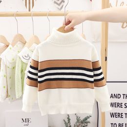 Children's Sweater Christmas Boy Turtleneck Warm Striped Clothes For Girls Baby Autumn Winter Knitted Pullover Long Sleeve Top